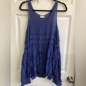 Free people intimately blue polka dot boho lacy ruffle tank Small